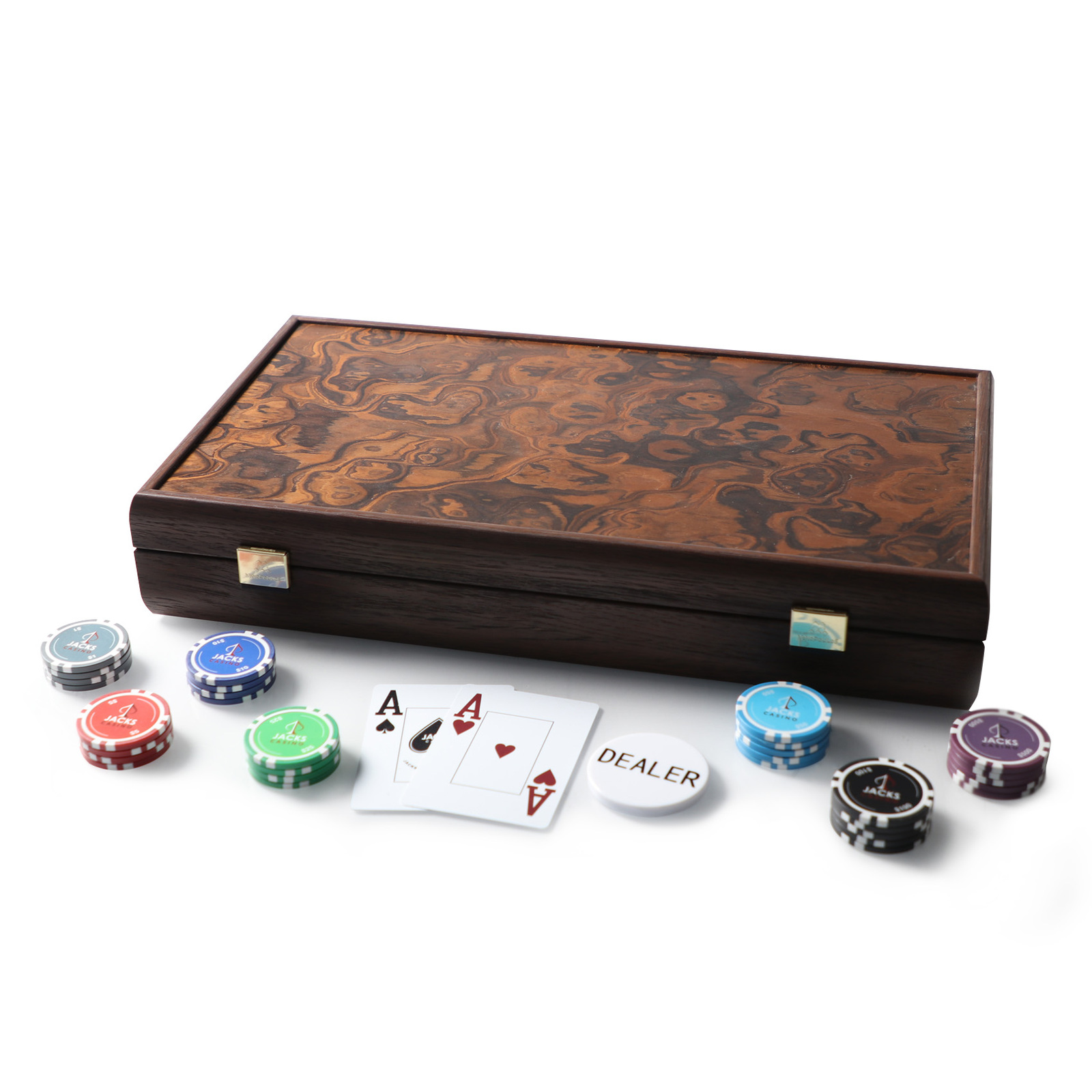200 Mahogany Luxury Casino Clay Poker Chip Set
