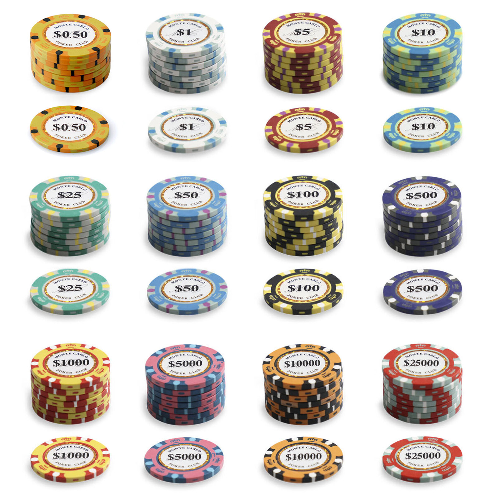 Monte Carlo Full Range, Bestselling 14g Poker Chip Range