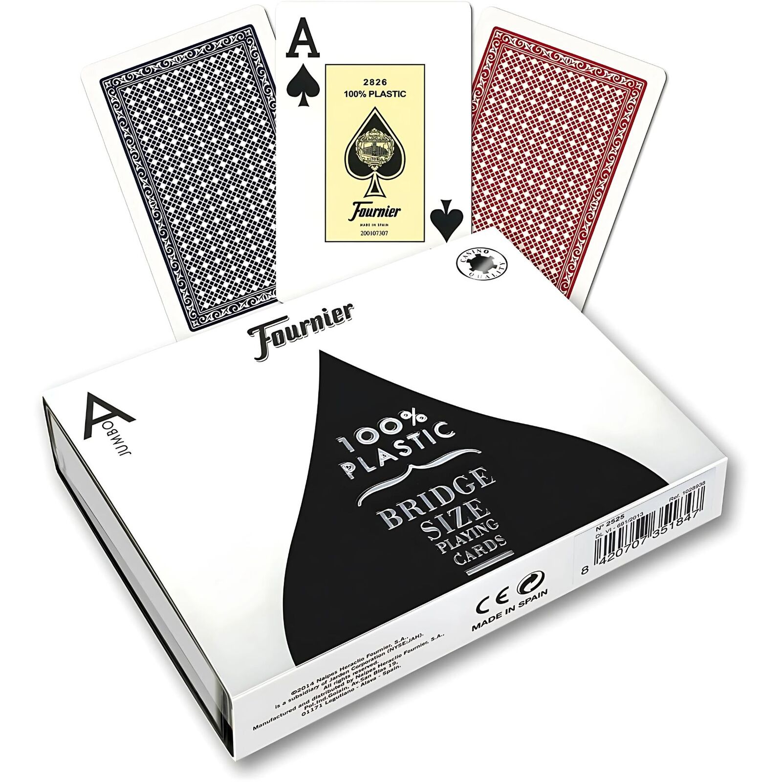 Fournier 2818 100% Plastic Casino Poker Cards – Red & Blue Decks, Made In Spain
