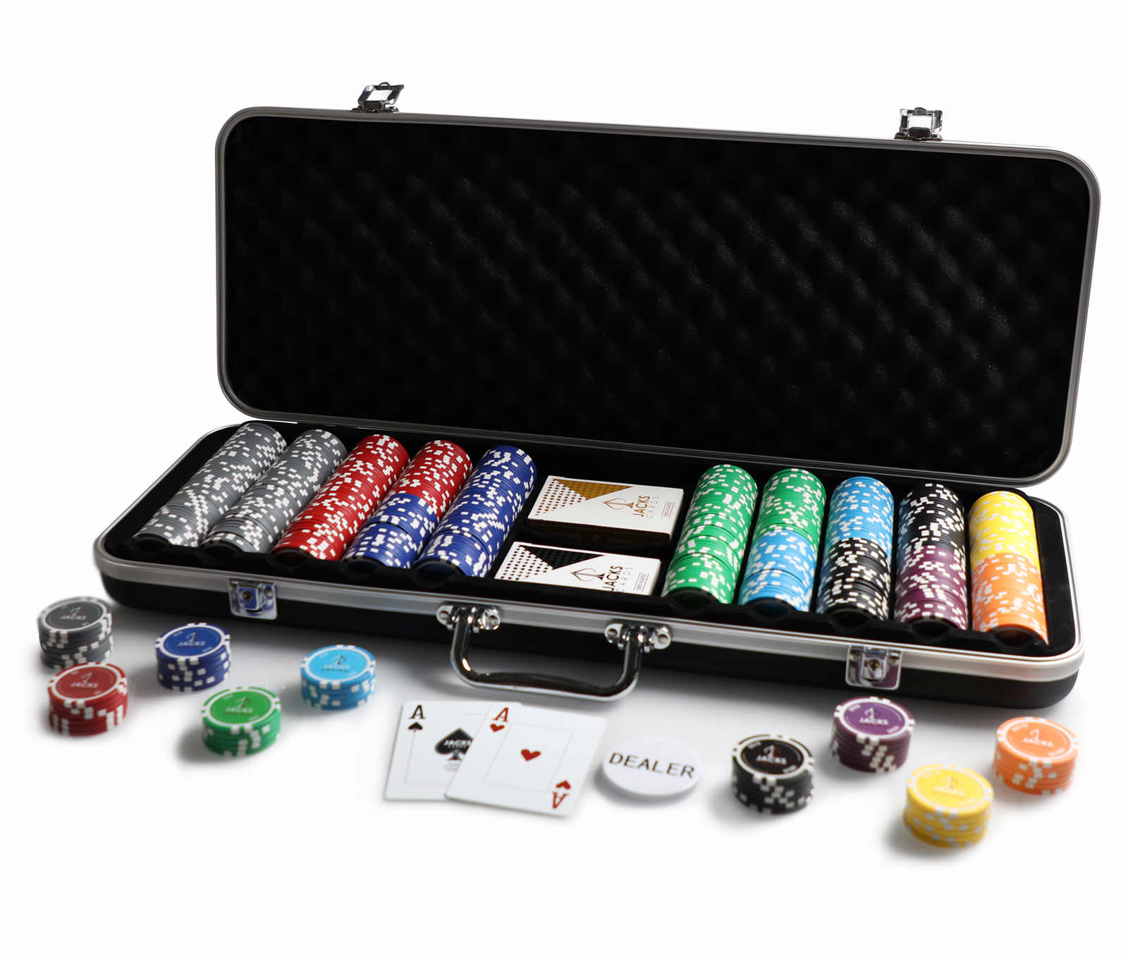 Keys * 500 Poker Chip Black Executive Case Casino Style Holds Decks & Dice 