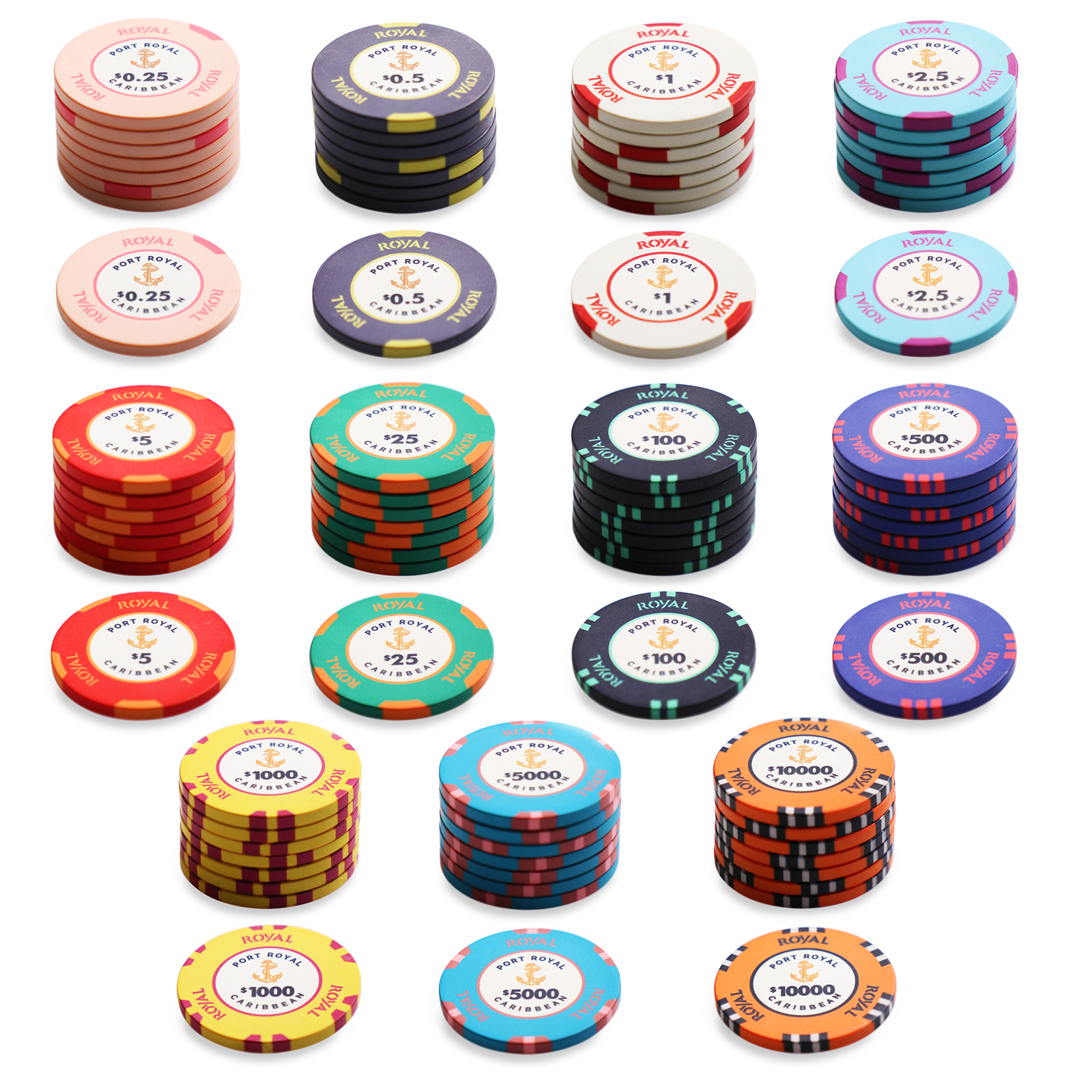 Port Royal Full Chip Range, Premium Bestselling Ceramic Poker Chips