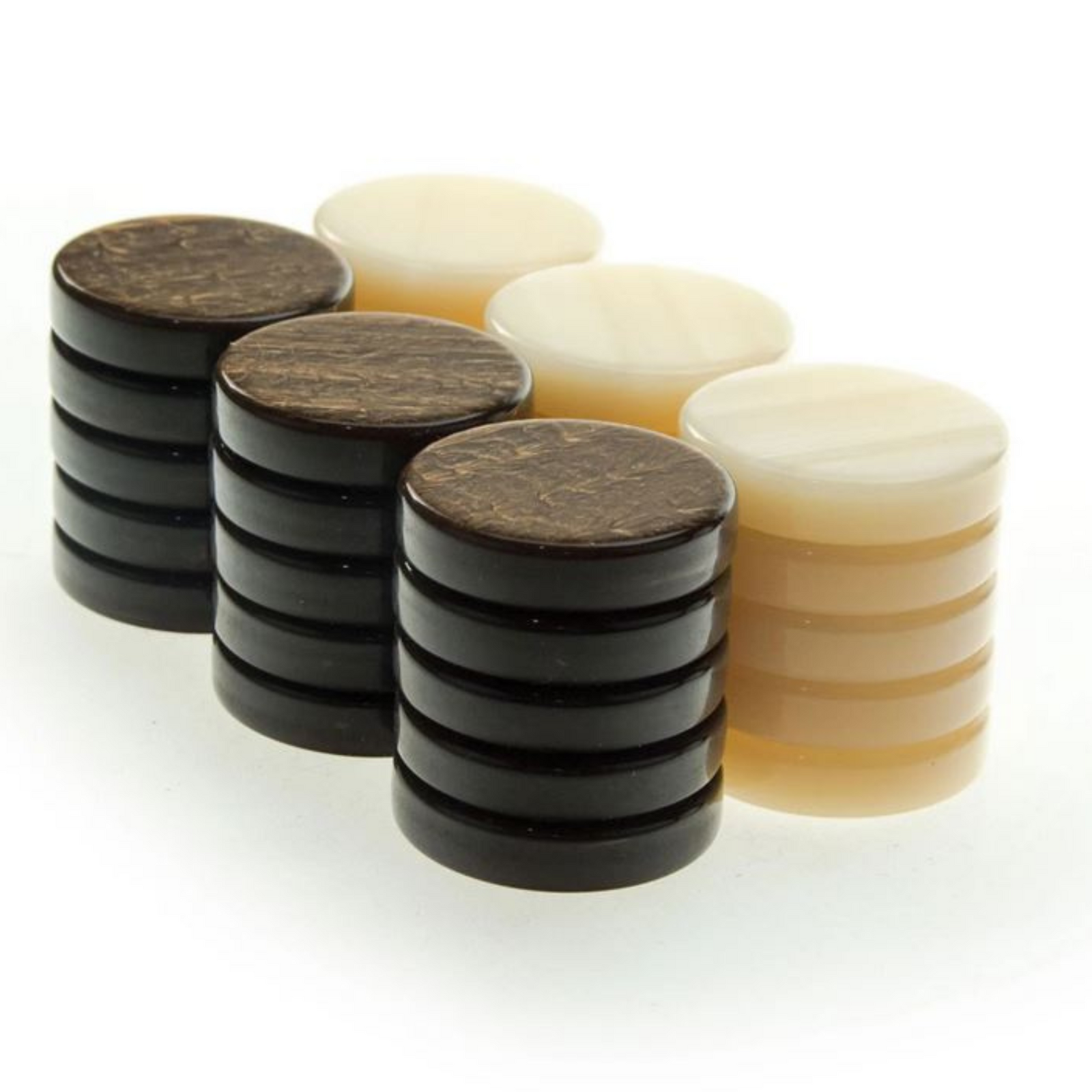 Jeu De Dames International - 30 Pions Noir & Blanc + 2 Dés, Pions En Plastique 22 Mm