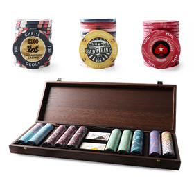 Custom 500 Chip Majestic Walnut Case Poker Set - Ceramic Clay "Cards" Mold