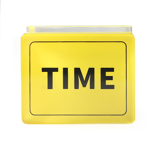 Time Rectangle Plaque Button - Yellow