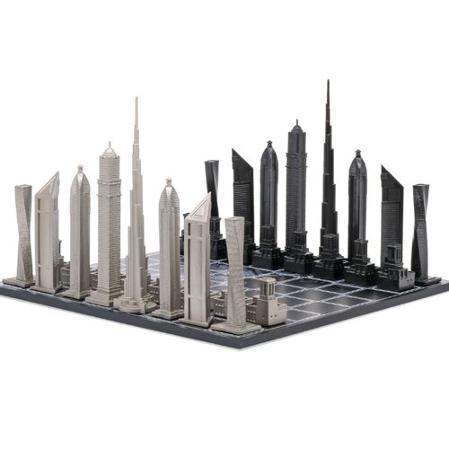 Skyline Chess Dubai Stainless Steel City Map Board