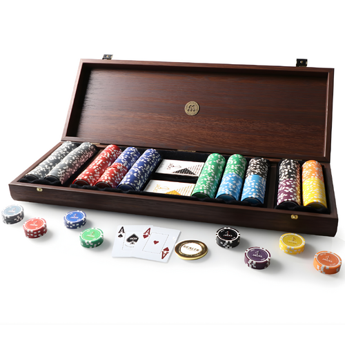 JACKS Casino Majestic Walnut 500 Case Poker Set