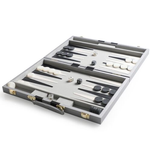 Signature Backgammon Board Game Set - Grey