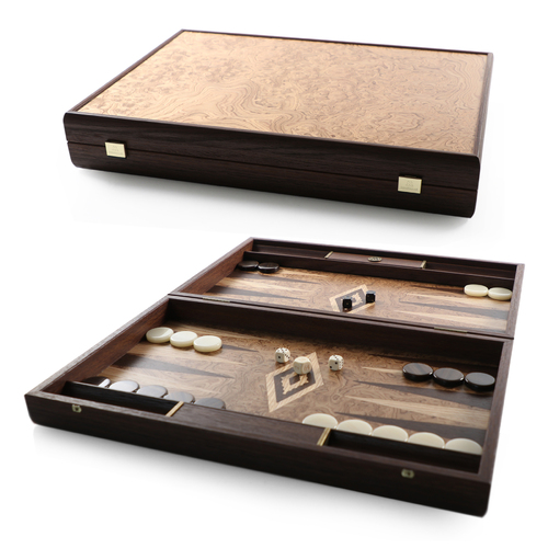 Manopoulos Walnut Burl Backgammon Board