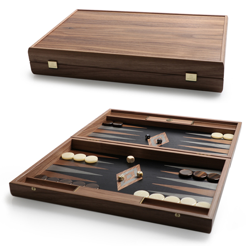 American Walnut Backgammon Board w/Side Racks