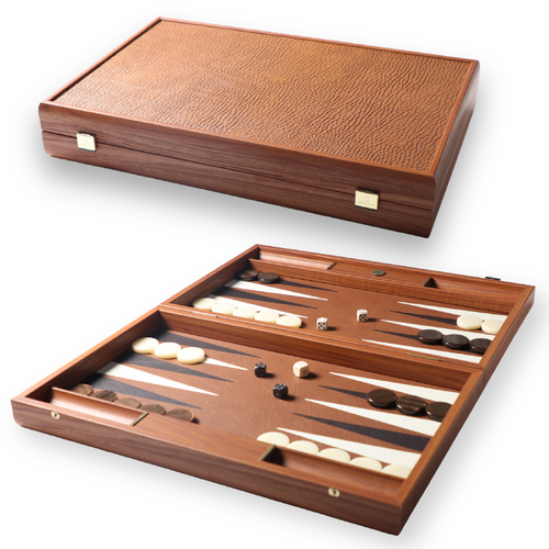 Manopoulos Caramel Leatherette Backgammon Board