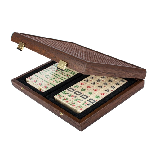 Premium Mahjong Tiles Set in Straw Wooden Case