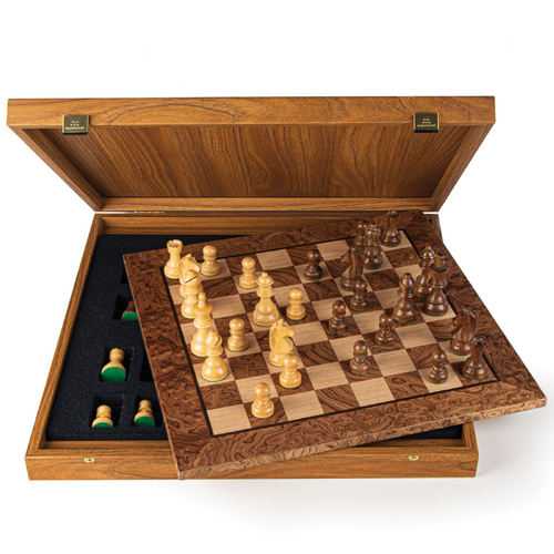 Manopoulos Walnut Wooden Staunton Chess Set