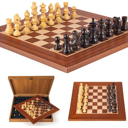 Regency Chess Set w/ Staunton Pieces 34cm x 34cm