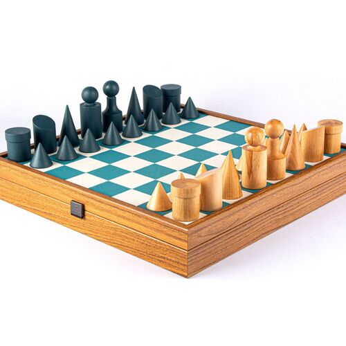 Bauhaus Turquoise Chess Set 34cm x 34cm