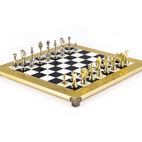 Manopoulos Classic Black / Gold Metal Chess Set