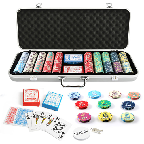 Lucky Dragon 500 Chip Silver Case Set