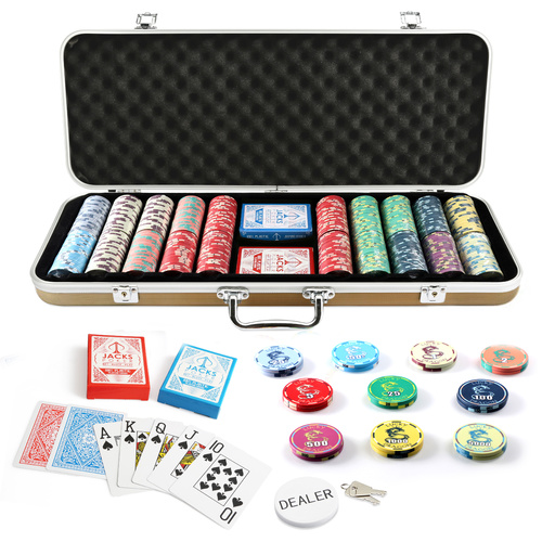 Lucky Dragon 500 Chip Gold Case Set