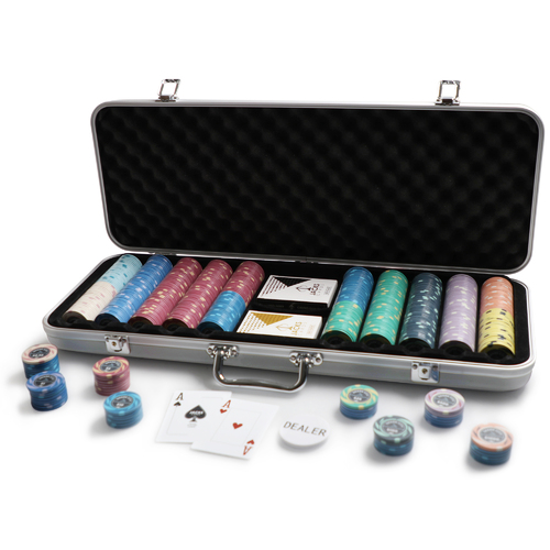 Shark City 500 Chip Silver Case Set