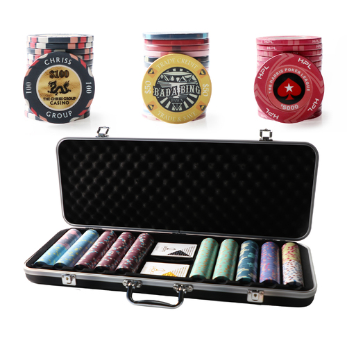 Custom 500 Poker Chip Signature Black Case Set