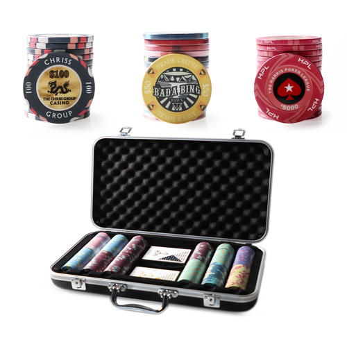 Custom 300 Poker Chip Signature Black Case Set